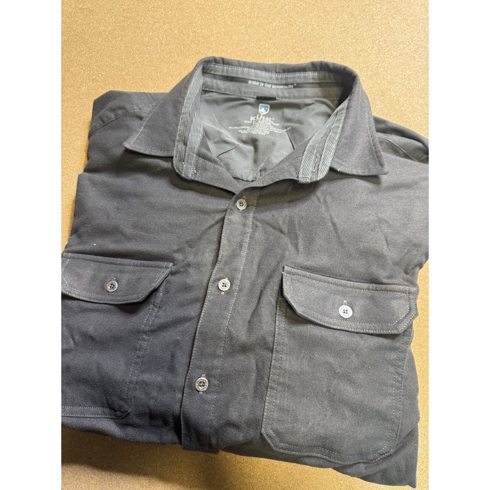 Kuhl Mens XL Charcoal Grey Hollowcore Polyester Stretch Button Down Shirt 16F